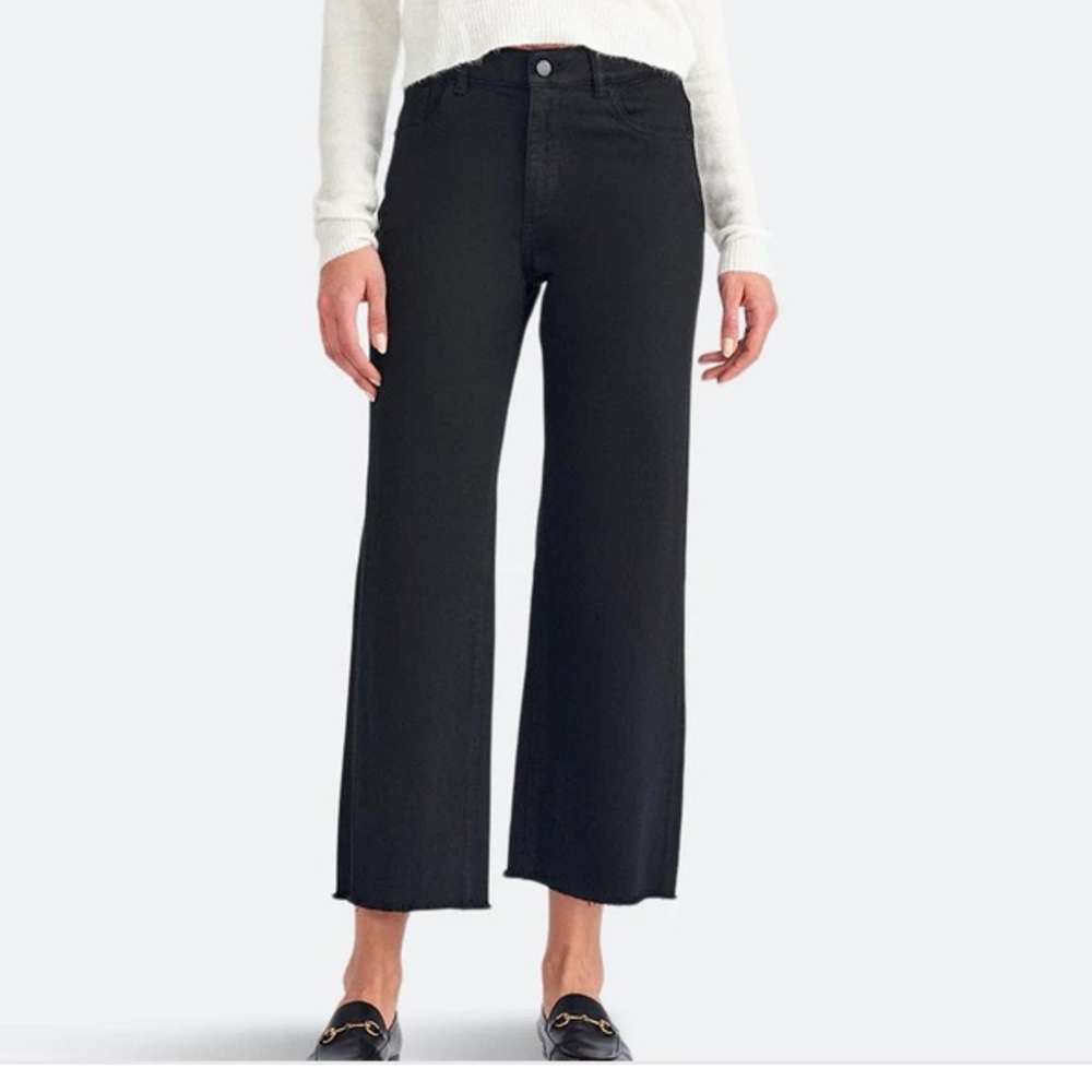 DL1961 Black High Rise Wide Leg Black Jeans